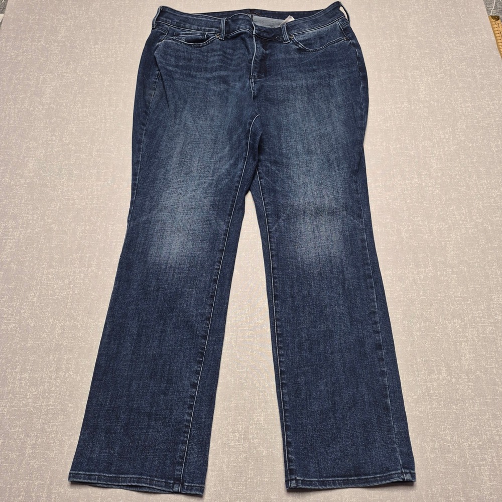 NYDJ Marilyn Straight Leg Jeans Blue Dark Wash Lift Tuck Denim 16W Womens